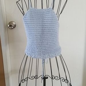 Hand Crochet halter top sz x sm to sm.